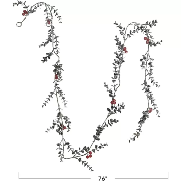 imageCreative CoOp Faux Boxwood Garland with Berries and Frost Finish Green and Red