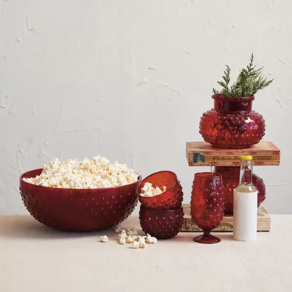 imageCreative CoOp Glass Hobnail BowlVotive Holder Red