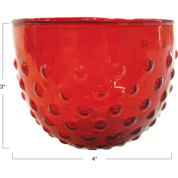 imageCreative CoOp Glass Hobnail BowlVotive Holder Red