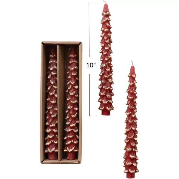 imageCreative CoOp GoldenTipped Elegance Tree Shaped Taper Candles Holly Berry Set of 2