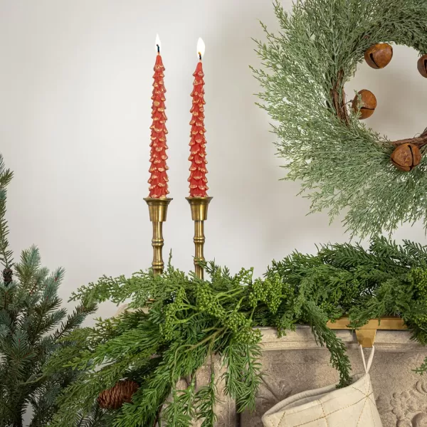 imageCreative CoOp GoldenTipped Elegance Tree Shaped Taper Candles Holly Berry Set of 2