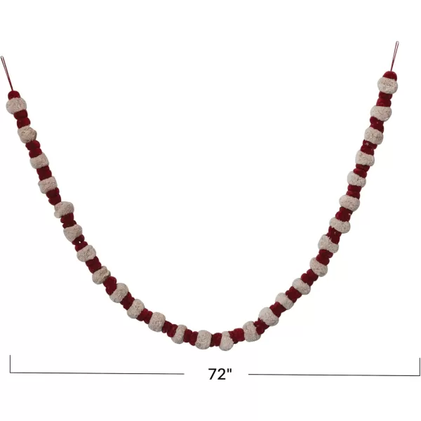 imageCreative CoOp Handmade Cotton Pom Pom Garland Country Red and Cream Color