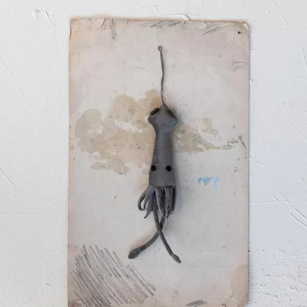 imageCreative CoOp Handmade Cotton Velvet Squid Ornament Grey
