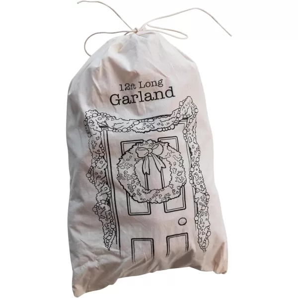 imageCreative CoOp Handmade Wool Felt Ball Garland in Printed Drawstring Bag Cream Color