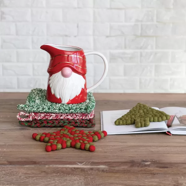imageCreative CoOp Handmade Wool Felt Ball Tree Trivet Green