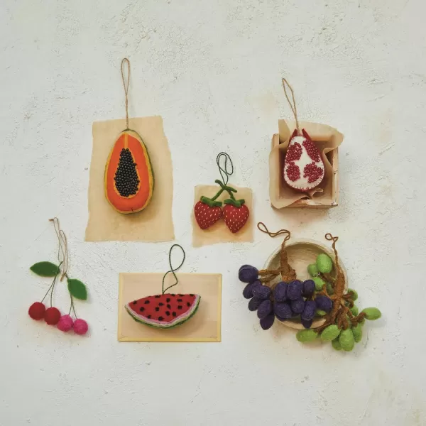 imageCreative CoOp Handmade Wool Strawberries Ornament Red and Green