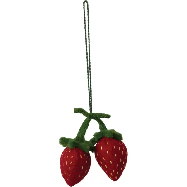imageCreative CoOp Handmade Wool Strawberries Ornament Red and Green