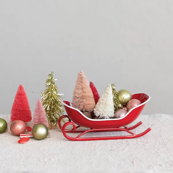 imageCreative CoOp Holiday Metal Sleigh Soap Dish Red and White