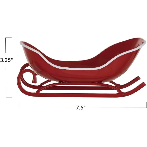imageCreative CoOp Holiday Metal Sleigh Soap Dish Red and White