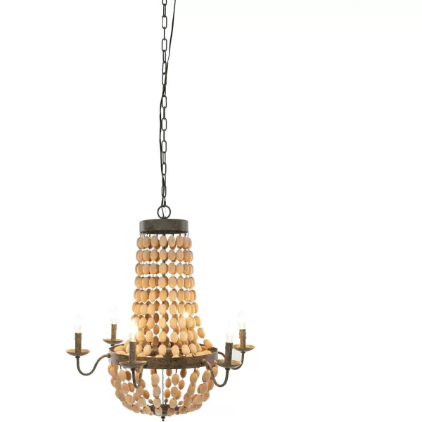 imageCreative CoOp Metal Chandelier with Wood Beads ampamp 6 LightsBrown