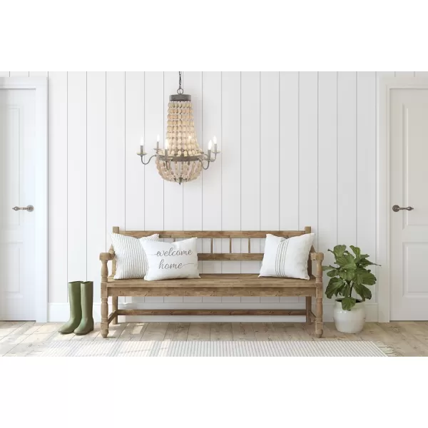 imageCreative CoOp Metal Chandelier with Wood Beads ampamp 6 LightsBrown