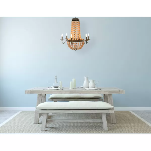 imageCreative CoOp Metal Chandelier with Wood Beads ampamp 6 LightsBrown