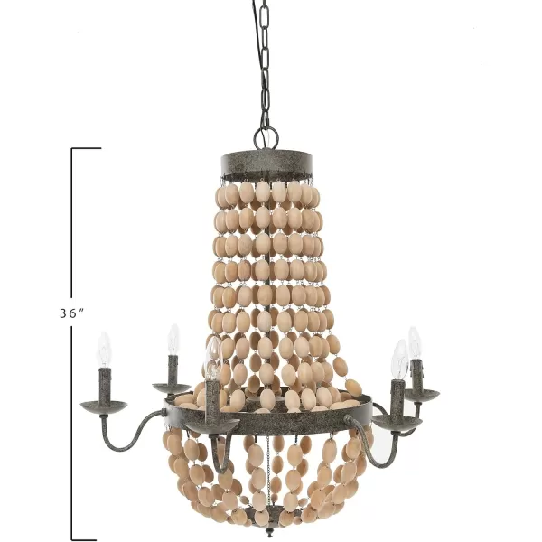 imageCreative CoOp Metal Chandelier with Wood Beads ampamp 6 LightsBrown