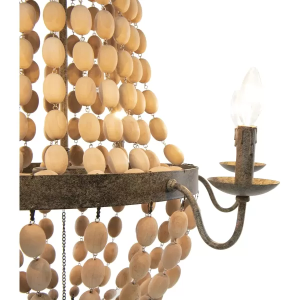 imageCreative CoOp Metal Chandelier with Wood Beads ampamp 6 LightsBrown