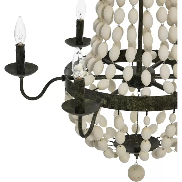 imageCreative CoOp Metal Chandelier with Wood Beads ampamp 6 LightsWhite