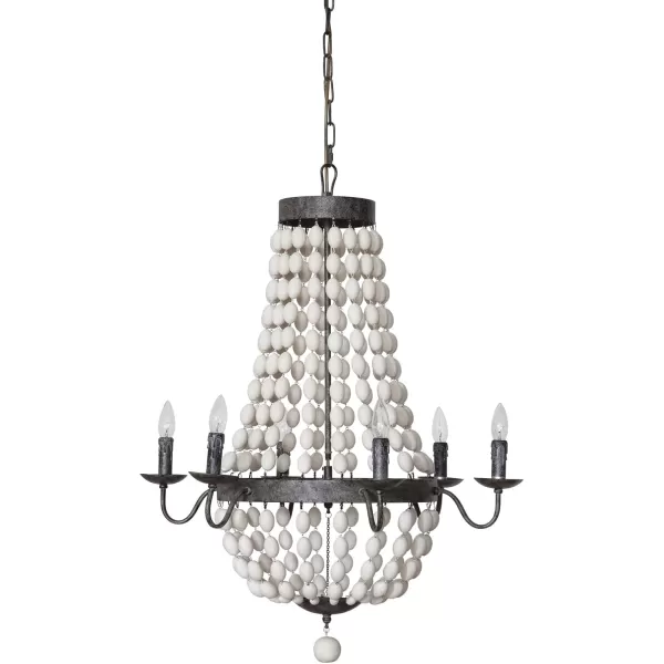 imageCreative CoOp Metal Chandelier with Wood Beads ampamp 6 LightsWhite