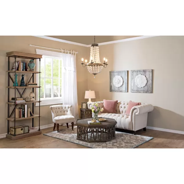 imageCreative CoOp Metal Chandelier with Wood Beads ampamp 6 LightsWhite