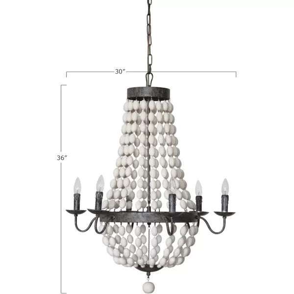 imageCreative CoOp Metal Chandelier with Wood Beads ampamp 6 LightsWhite