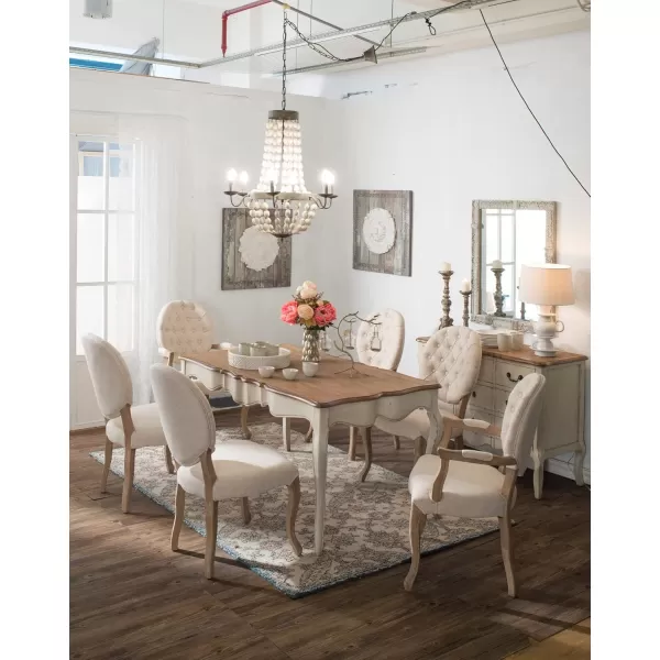 imageCreative CoOp Metal Chandelier with Wood Beads ampamp 6 LightsWhite