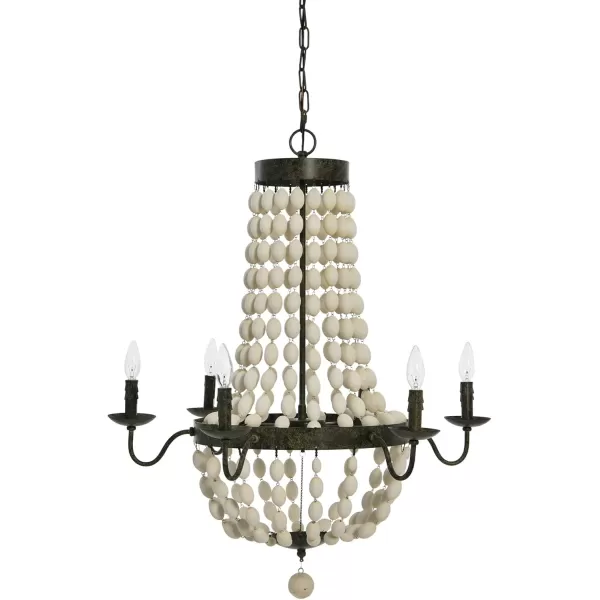 imageCreative CoOp Metal Chandelier with Wood Beads ampamp 6 LightsWhite