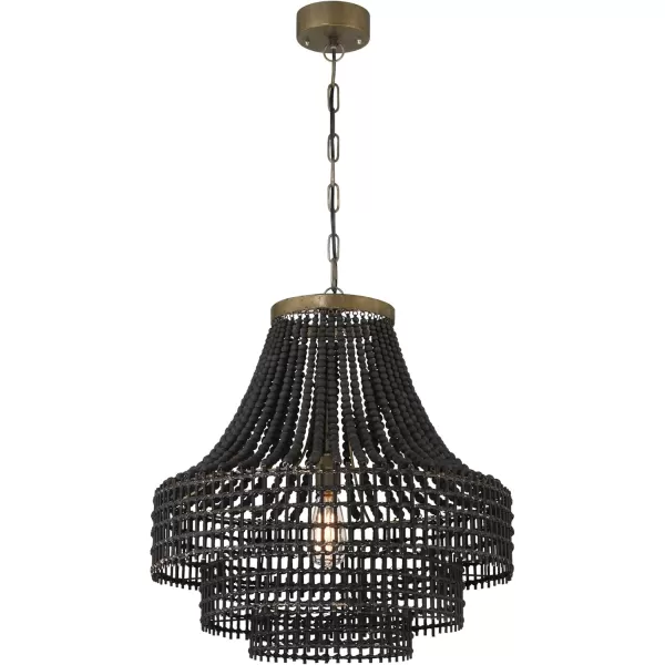 imageCreative CoOp Metal Rattan and Wood Bead Chandelier BlackBlack