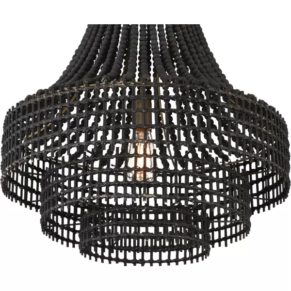 imageCreative CoOp Metal Rattan and Wood Bead Chandelier BlackBlack