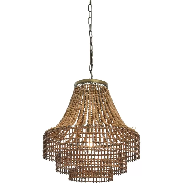 imageCreative CoOp Metal Rattan and Wood Bead Chandelier BlackBrown