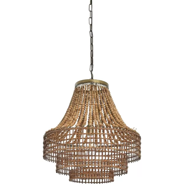 imageCreative CoOp Metal Rattan and Wood Bead Chandelier BlackBrown