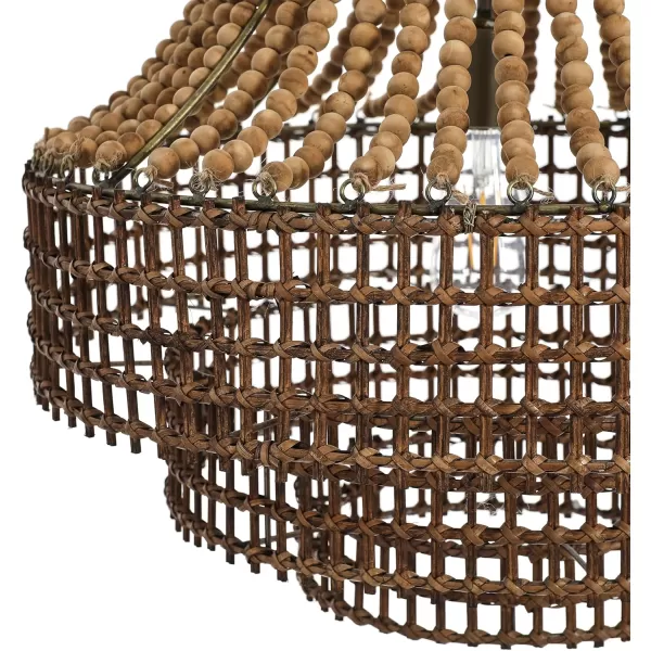 imageCreative CoOp Metal Rattan and Wood Bead Chandelier BlackBrown