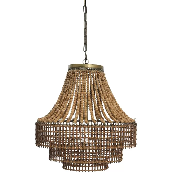 imageCreative CoOp Metal Rattan and Wood Bead Chandelier BlackBrown