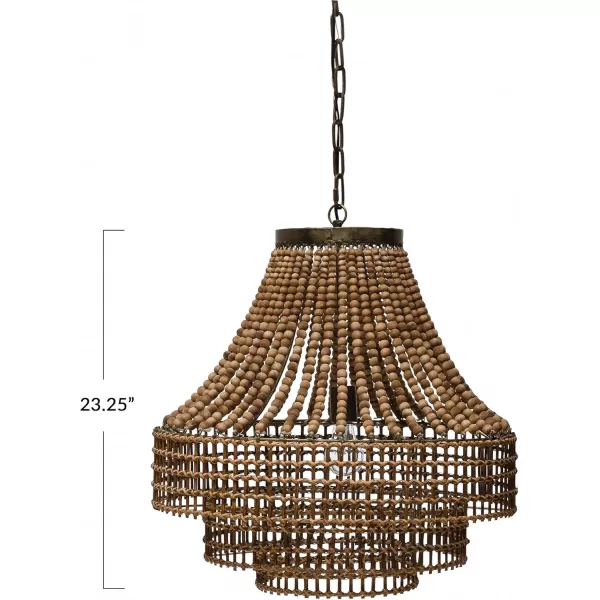 imageCreative CoOp Metal Rattan and Wood Bead Chandelier BlackBrown