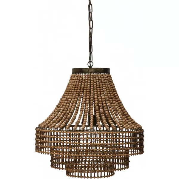 imageCreative CoOp Metal Rattan and Wood Bead Chandelier BlackBrown
