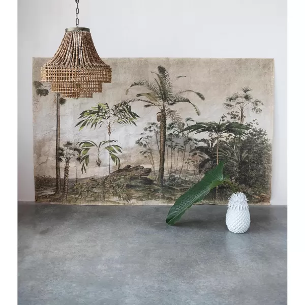 imageCreative CoOp Metal Rattan and Wood Bead Chandelier BlackBrown