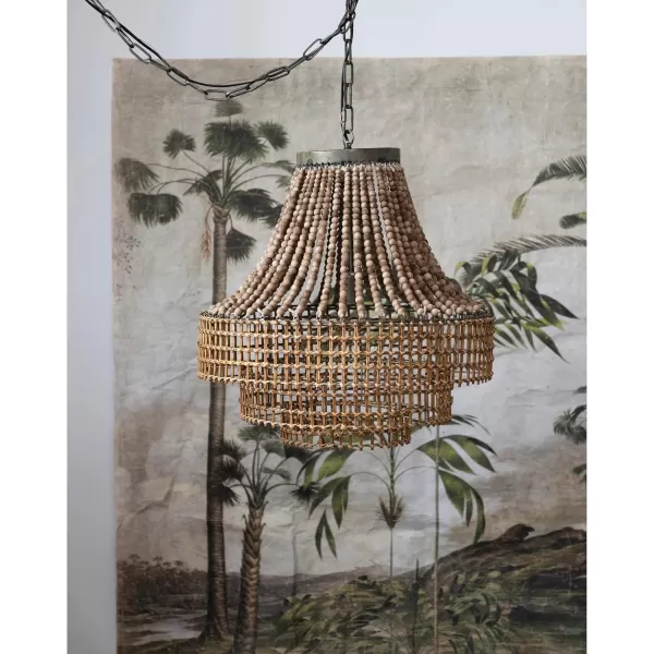 imageCreative CoOp Metal Rattan and Wood Bead Chandelier BlackBrown