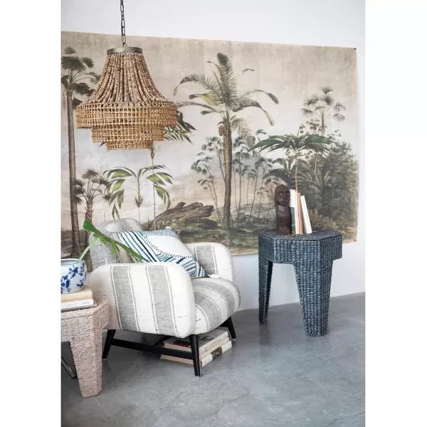 imageCreative CoOp Metal Rattan and Wood Bead Chandelier BlackBrown