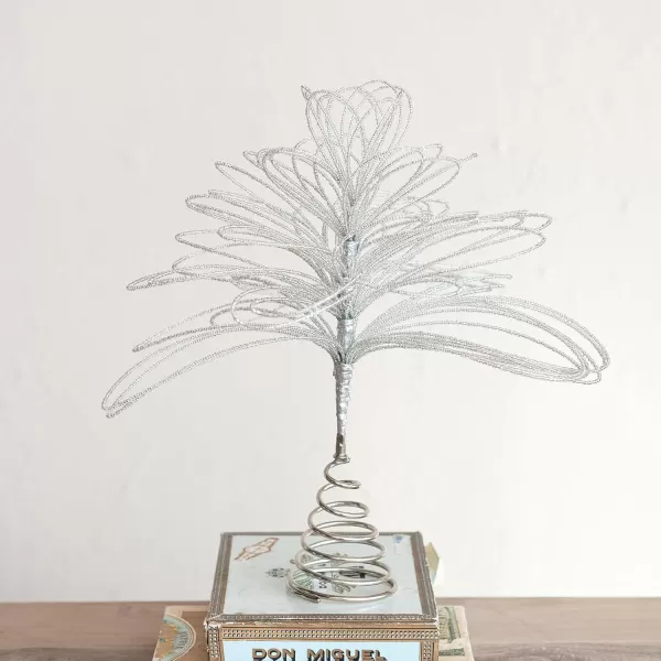 imageCreative CoOp Metal and Glass Beaded Tree Topper Silver Finish