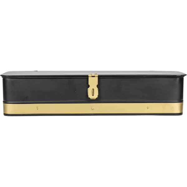 imageCreative CoOp Nestable Square Metal Storage Boxes with Hasp Lock Black Set of 3Black