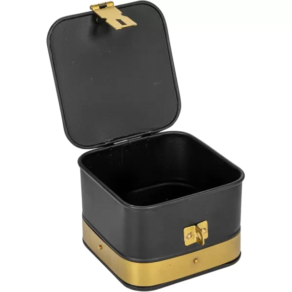 imageCreative CoOp Nestable Square Metal Storage Boxes with Hasp Lock Black Set of 3Black