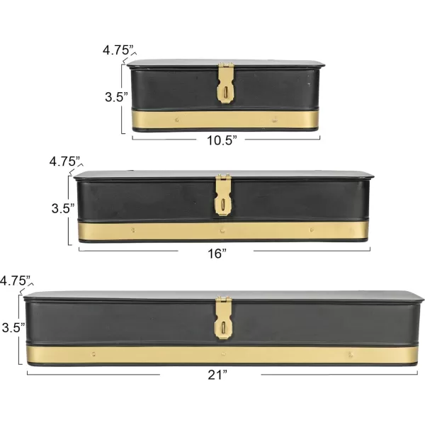 imageCreative CoOp Nestable Square Metal Storage Boxes with Hasp Lock Black Set of 3Black