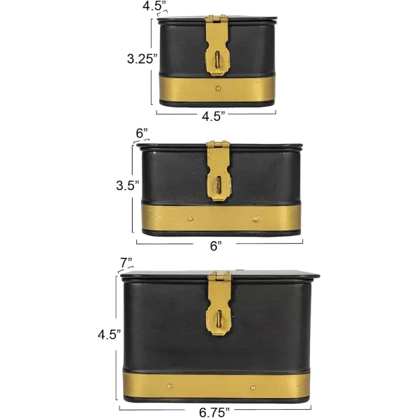 imageCreative CoOp Nestable Square Metal Storage Boxes with Hasp Lock Black Set of 3Black
