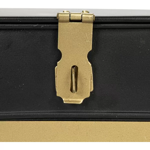 imageCreative CoOp Nestable Square Metal Storage Boxes with Hasp Lock Black Set of 3Black