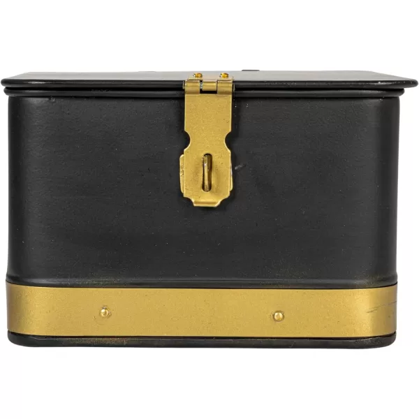 imageCreative CoOp Nestable Square Metal Storage Boxes with Hasp Lock Black Set of 3Black
