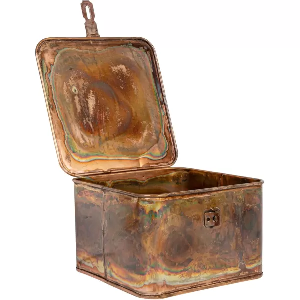 imageCreative CoOp Nestable Square Metal Storage Boxes with Hasp Lock Black Set of 3Burnt Copper