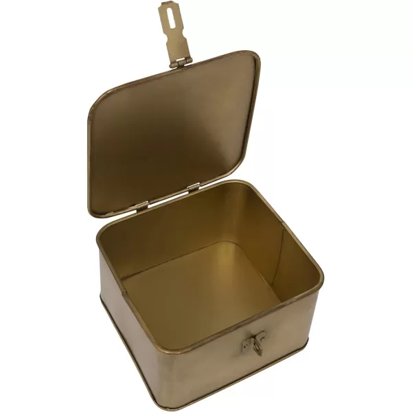 imageCreative CoOp Nestable Square Metal Storage Boxes with Hasp Lock Black Set of 3Gold