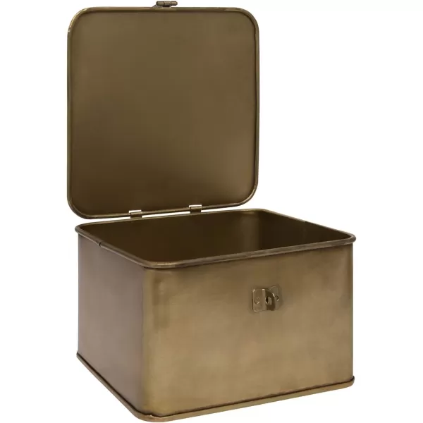 imageCreative CoOp Nestable Square Metal Storage Boxes with Hasp Lock Black Set of 3Gold