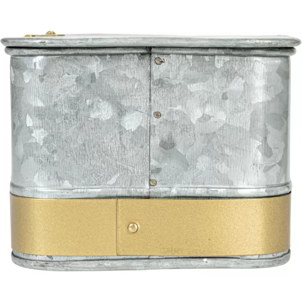 imageCreative CoOp Nestable Square Metal Storage Boxes with Hasp Lock Black Set of 3Silver