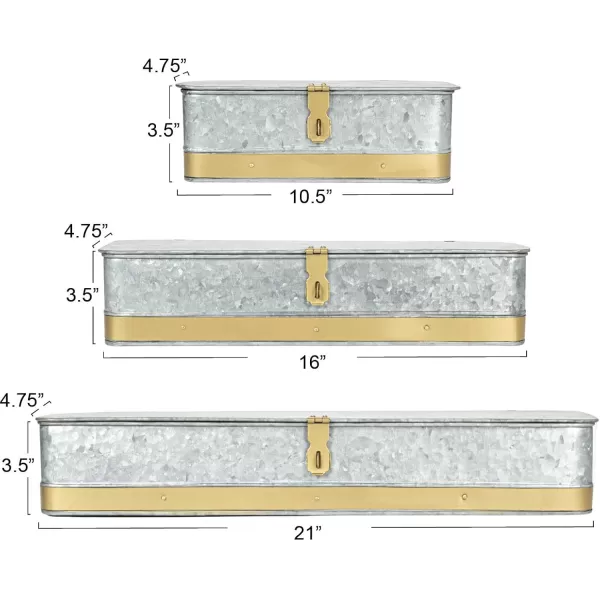 imageCreative CoOp Nestable Square Metal Storage Boxes with Hasp Lock Black Set of 3Silver