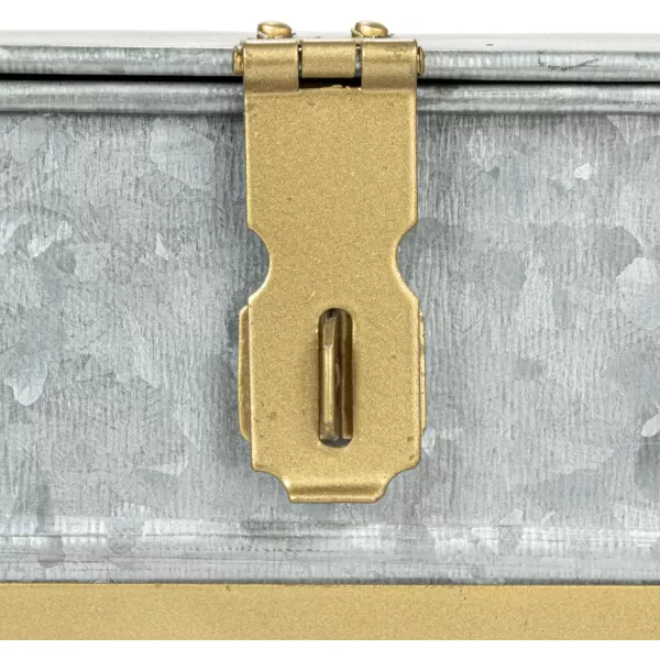 imageCreative CoOp Nestable Square Metal Storage Boxes with Hasp Lock Black Set of 3Silver