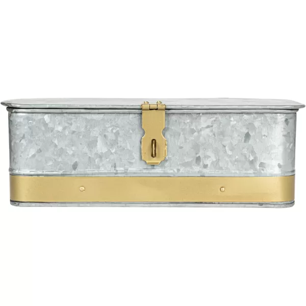 imageCreative CoOp Nestable Square Metal Storage Boxes with Hasp Lock Black Set of 3Silver