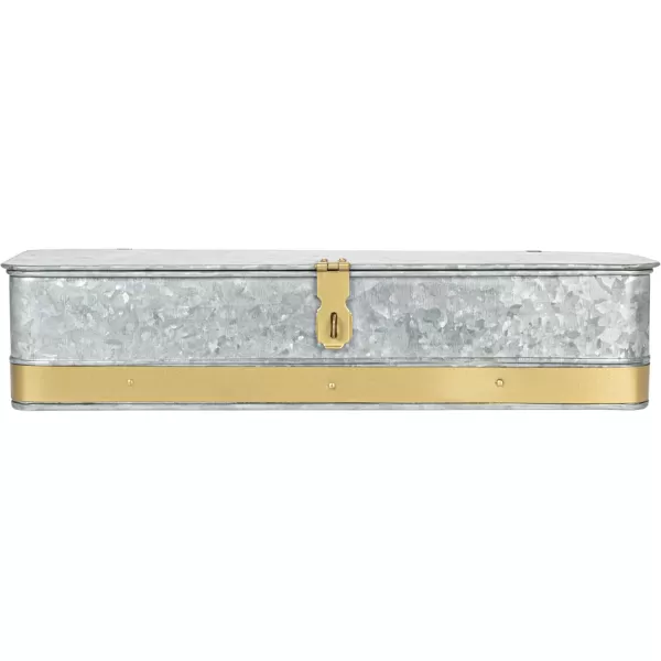 imageCreative CoOp Nestable Square Metal Storage Boxes with Hasp Lock Black Set of 3Silver